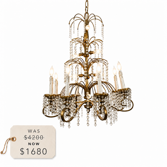 20th C. Italian Glass Droplet Chandelier