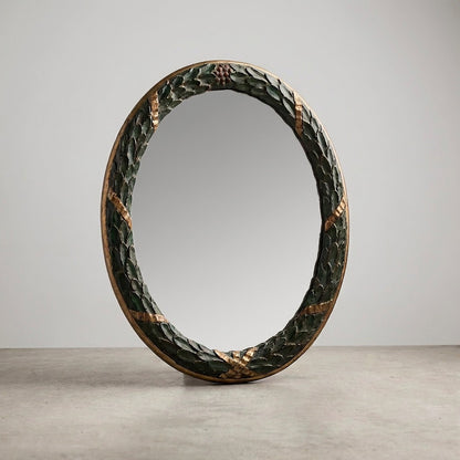 Antique French Oval Woodcarved Mirror