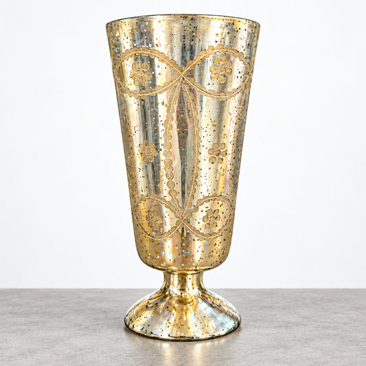 Glass Pot Engraved Silver