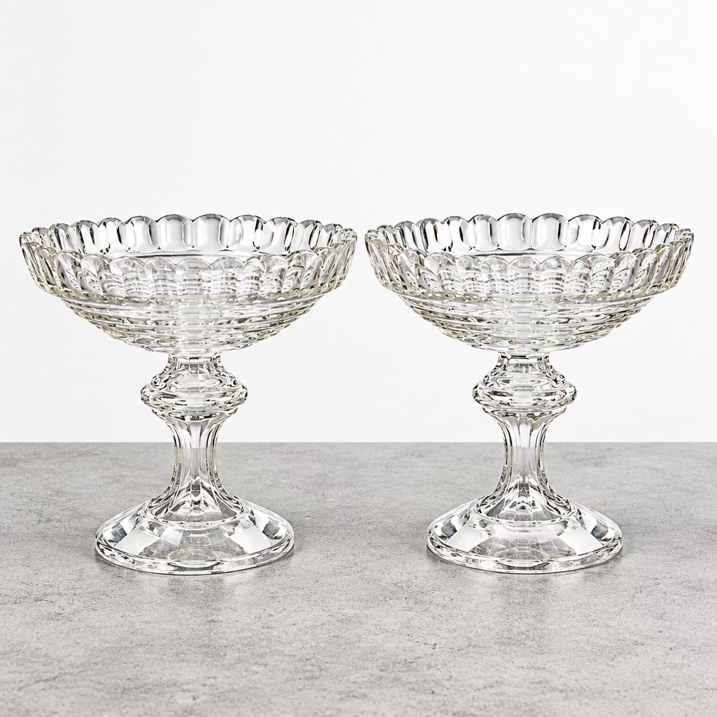 Pair of Antique Glass Compotes