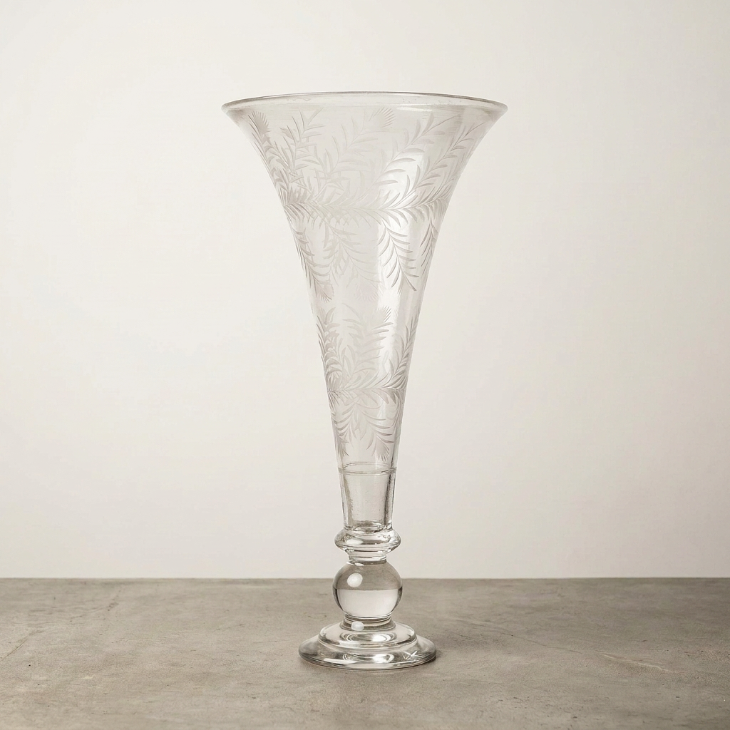 Floral Cut Trumpet Vase
