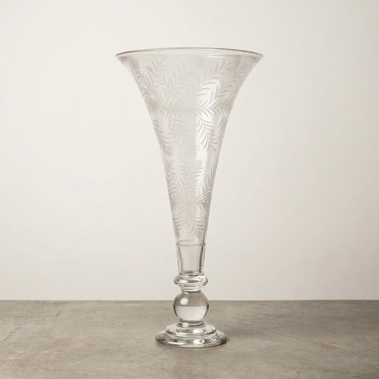Floral Cut Trumpet Vase