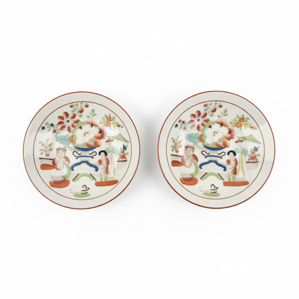 Pair of Antique Chinoiserie Saucers