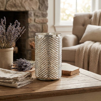 Herringbone Mercury Glass Hurricane