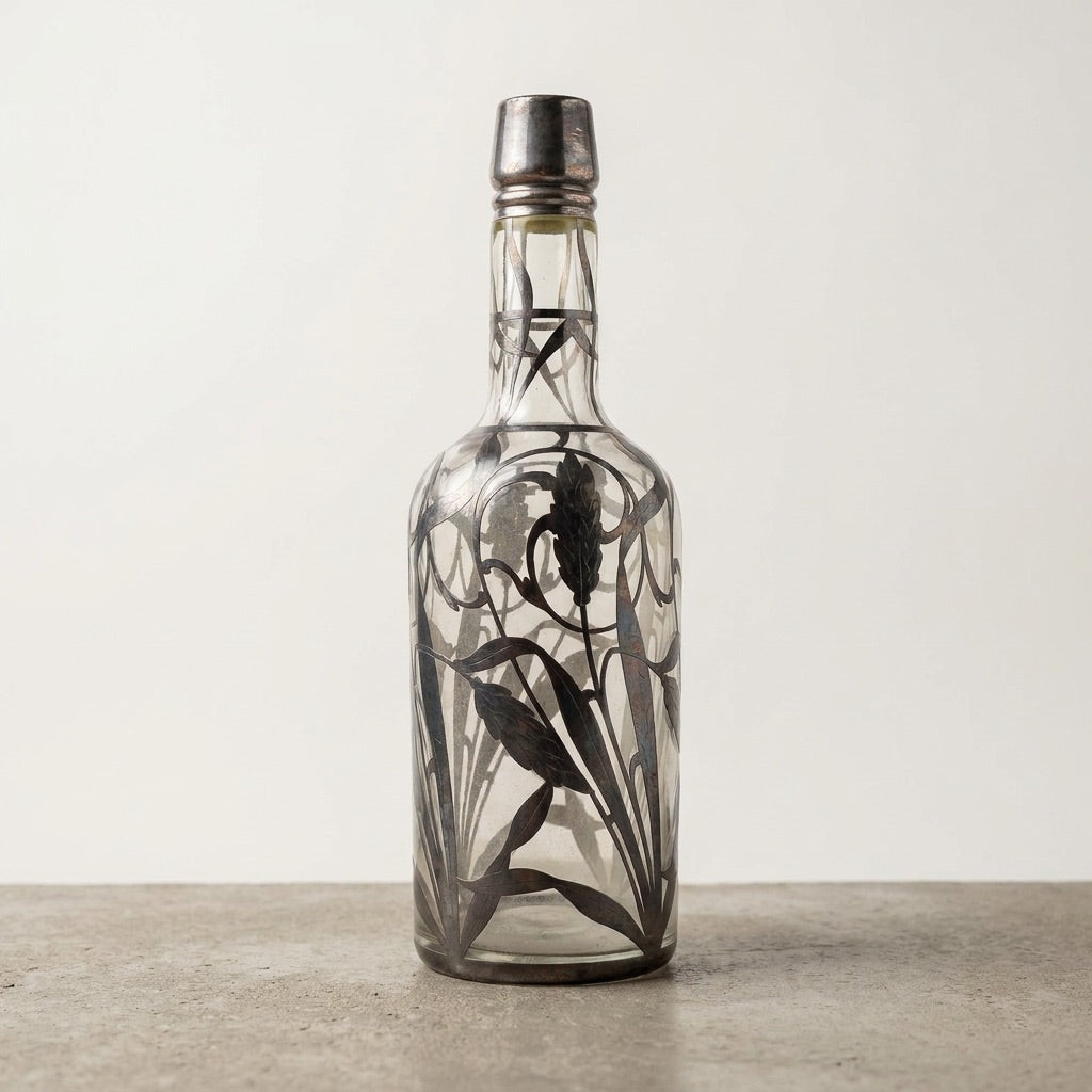 Art Nouveau Floral Glass Decanter