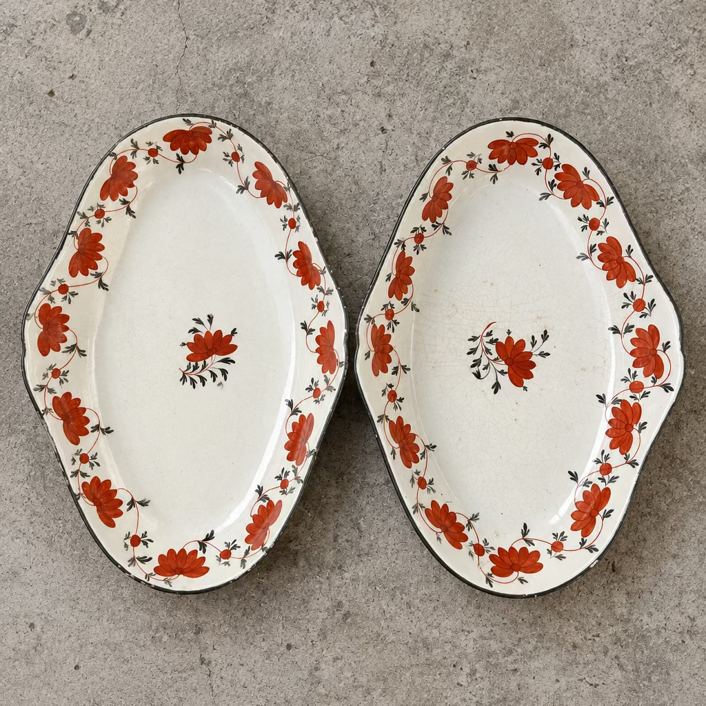 Pair of Vintage Floral Serving Dishes