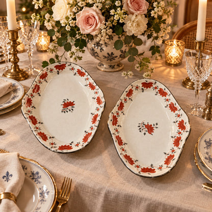 Pair of Vintage Floral Serving Dishes