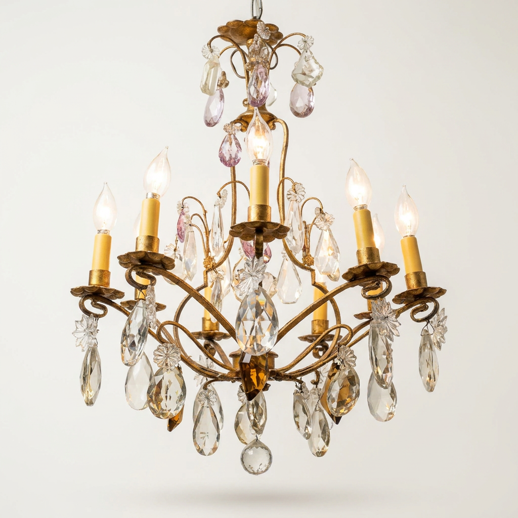 Italian Chandelier with Star Crystals