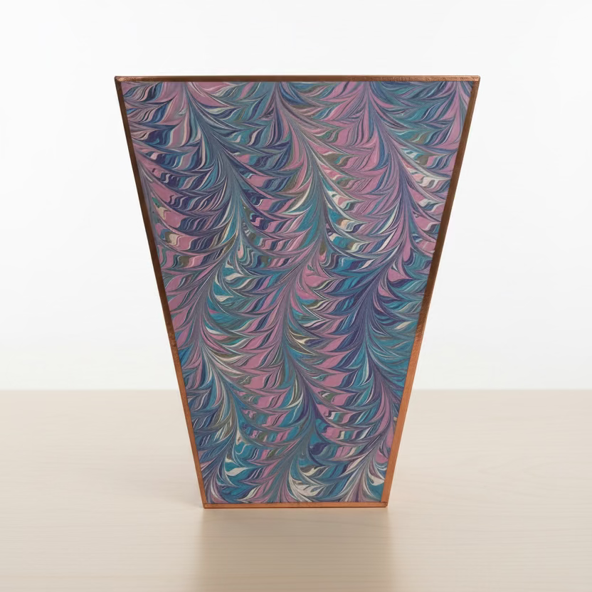 Curated by MFaith Bath Accessory Marble Paper Wastebasket, view 2