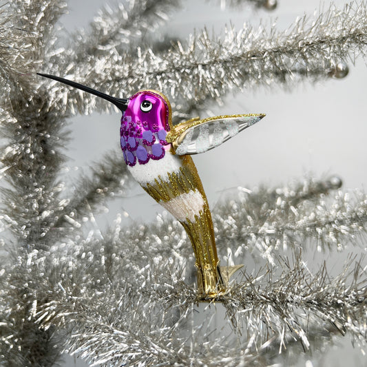 Violet & Gold Hummingbird Clip Ornament