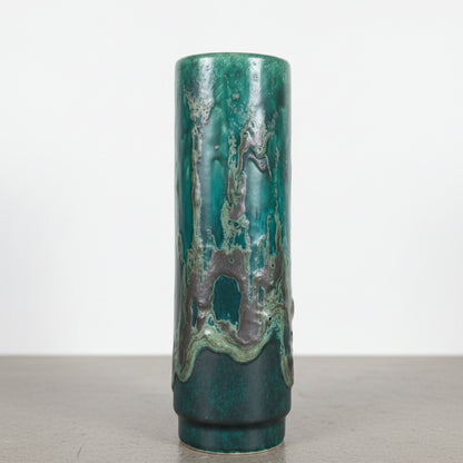 Vintage Viridian Green Cylindrical Vase