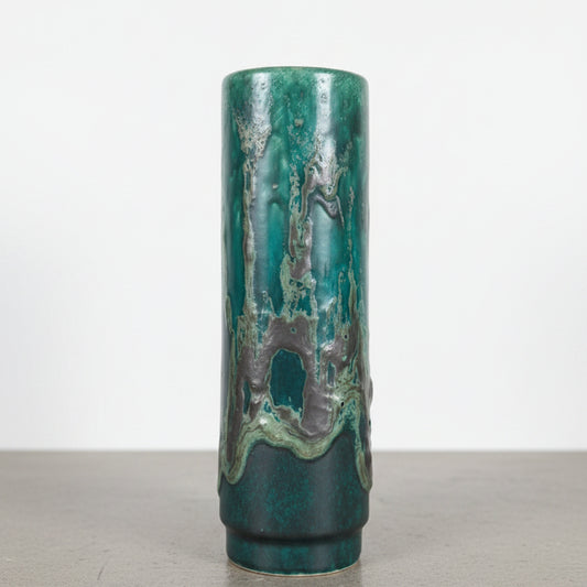 Vintage Viridian Green Cylindrical Vase