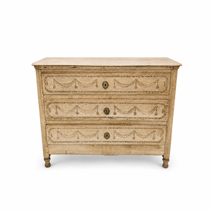 18th Century French Louis XVI Bleached Oak Commode