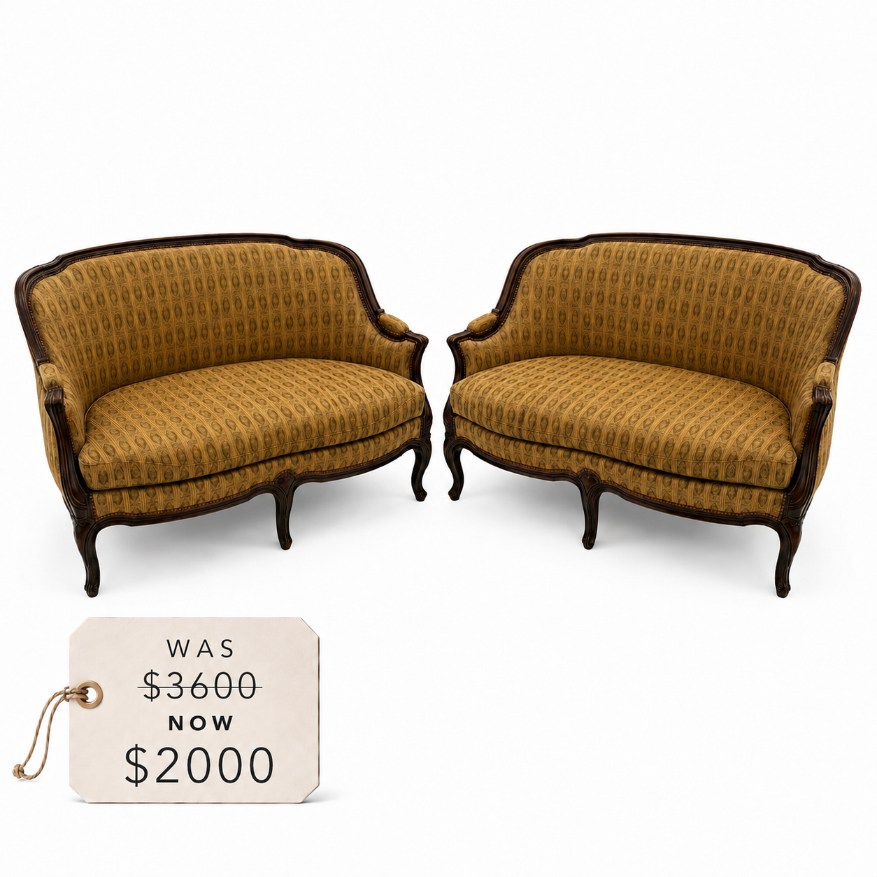 Pair of Antique Louis XV Style Loveseats