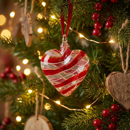 Red Spin Glass Heart Ornament