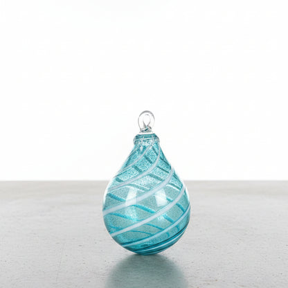Teal Shimmer Glass Teardrop Ornament