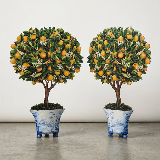Pair of Decorative Calamondin Orange Topiaries