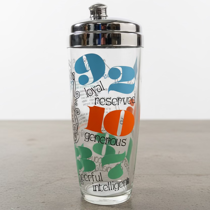 Vintage Numerology Cocktail Shaker
