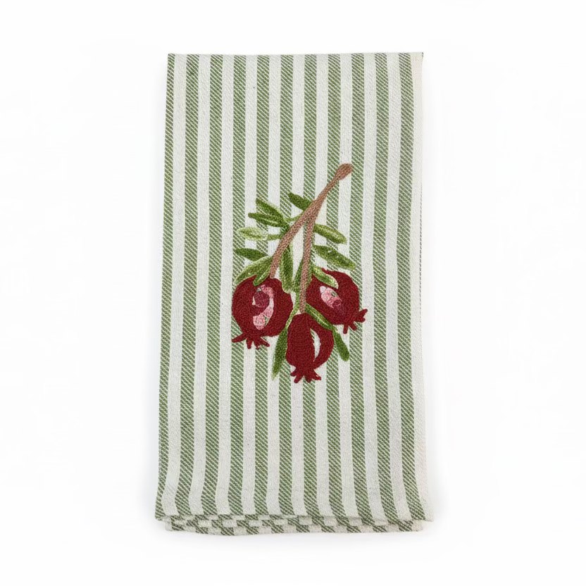 Pomegranate Embroidered Tea Towel