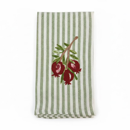 Pomegranate Embroidered Tea Towel