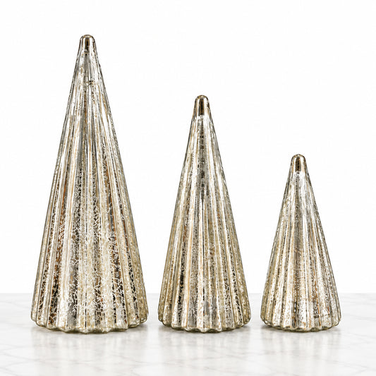 Ribber Mercury Glass LED Trees
