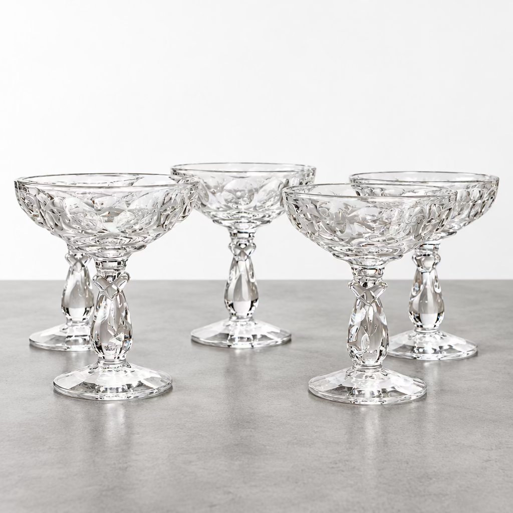 Vintage Crystal Champagne Coupes