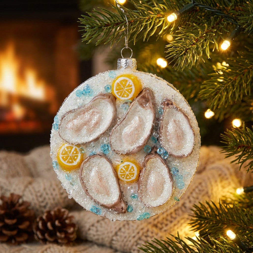 Plated Oysters On Ice Ornament
