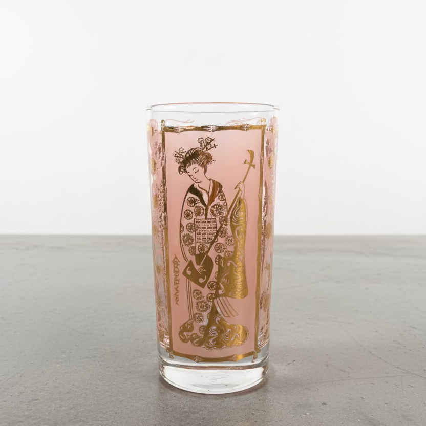 Set of 7 Vintage Geisha Glasses