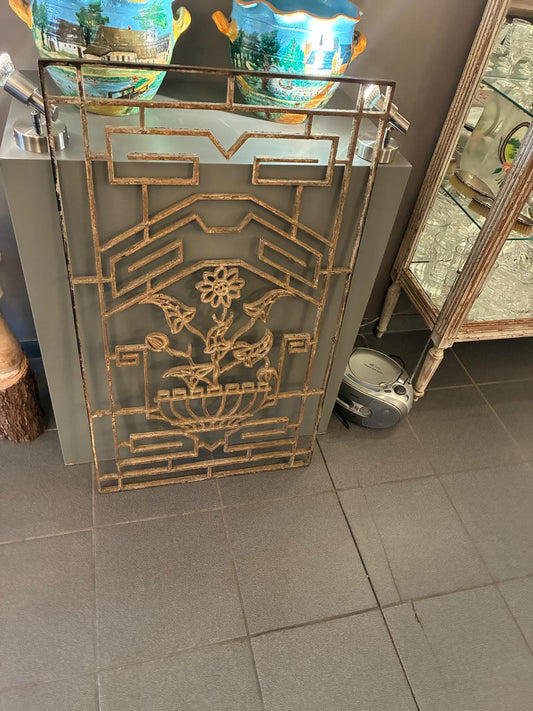 Vintage Iron Gate with Planted Sunflower