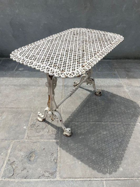 Antique Cast Iron Bistro Table with Lace Pattern Detail, c. 19th C