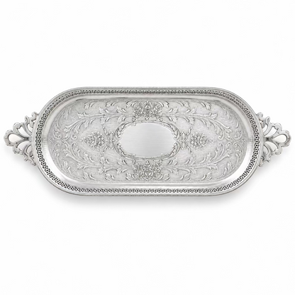 Vintage Silver Floral Gallery Tray