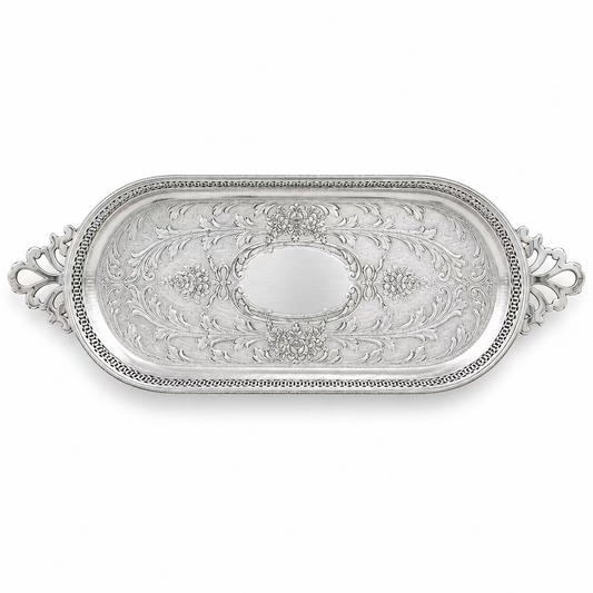 Vintage Silver Floral Gallery Tray