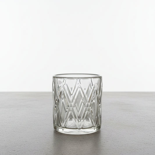 Glass Votive with Diagonal Etching