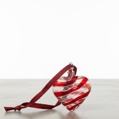 Red Spin Glass Heart Ornament