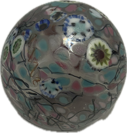 Vintage Multicolor Millefiori Glass Paperweight