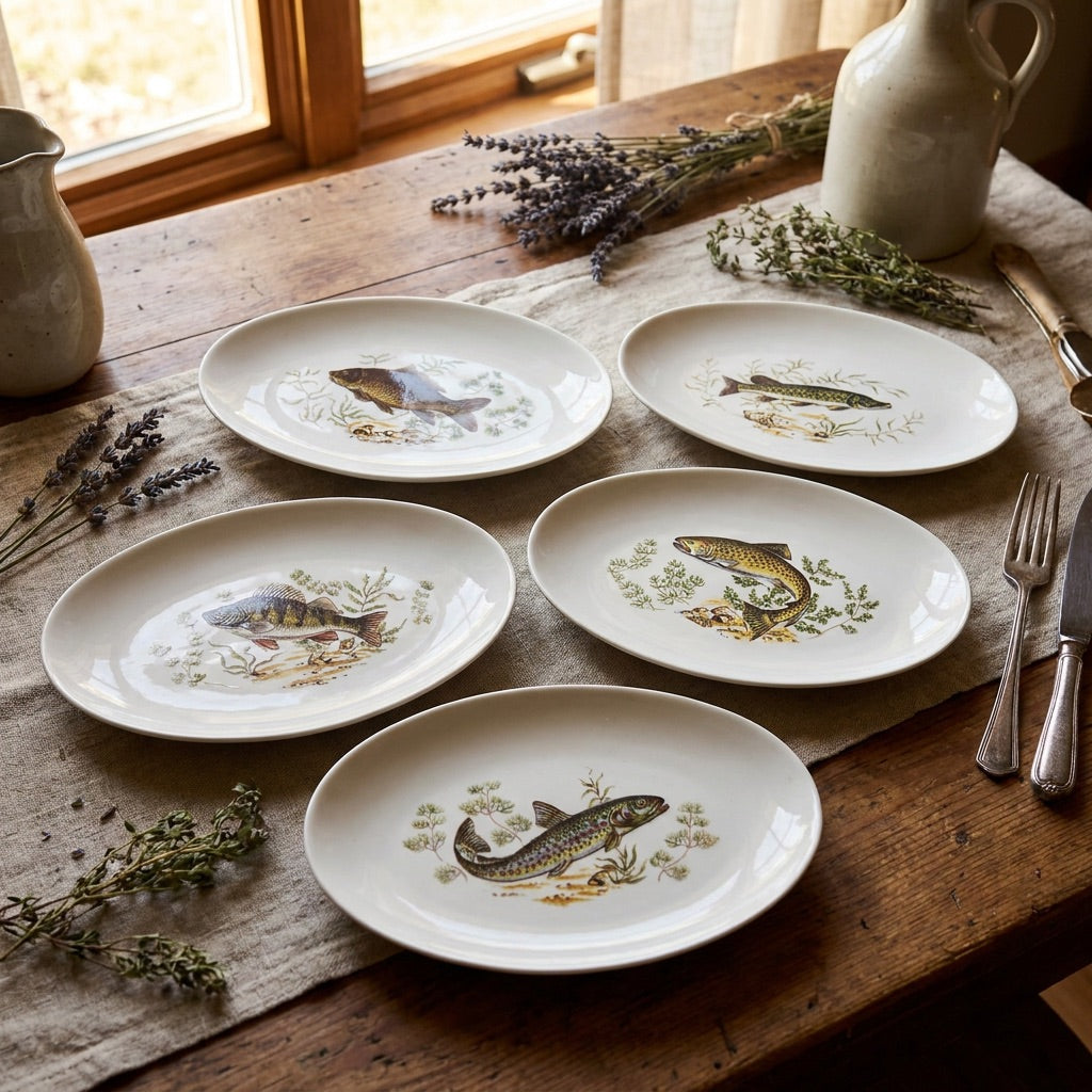Vintage Fish Hors D'oeuvres Plates