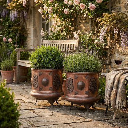 Pair of Hand Hammered Planters