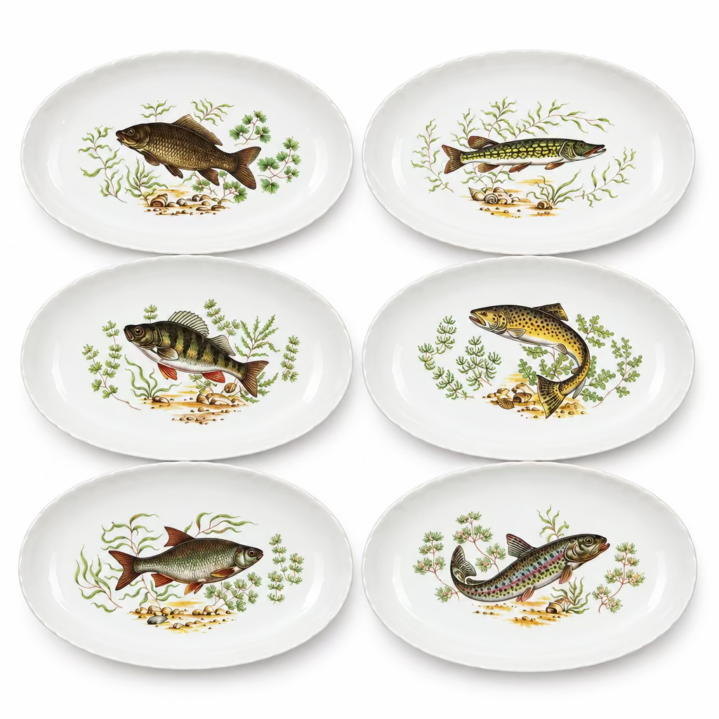 Vintage Fish Hors D'oeuvres Plates