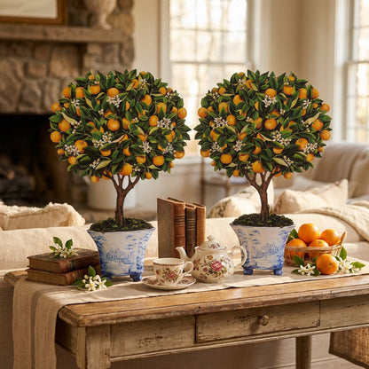 Pair of Decorative Calamondin Orange Topiaries