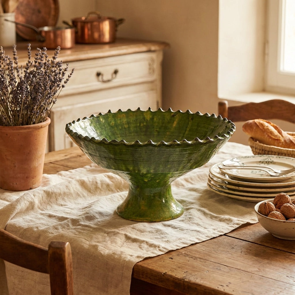 Vintage Tamegroute Pedestal Fruit Bowl