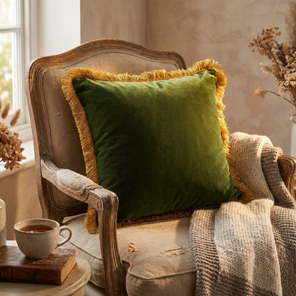 Grass Green Fringe Pillow