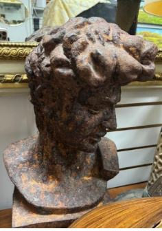 Antique Cast Iron Bust of David