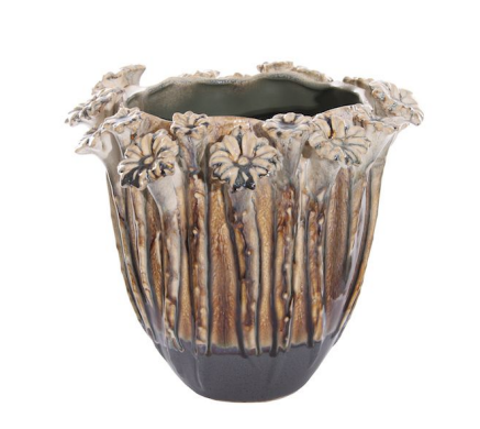 Ceramic Cachepot with Flowers