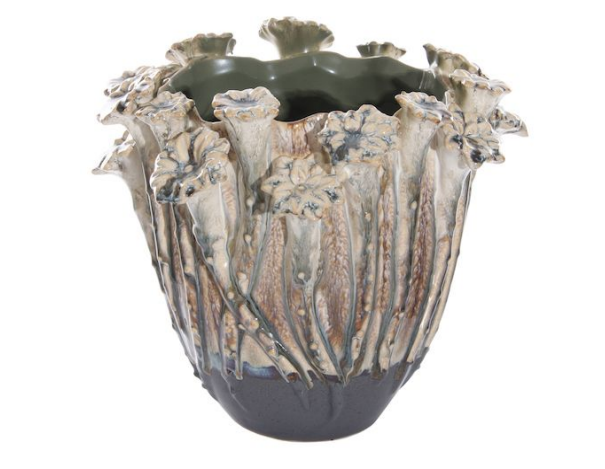 Ceramic Cachepot with Flowers