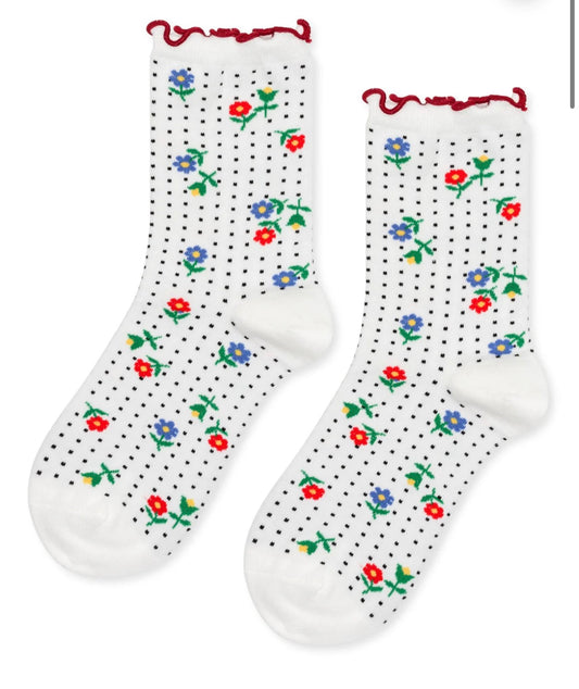 Dottie Floral Crew Sock