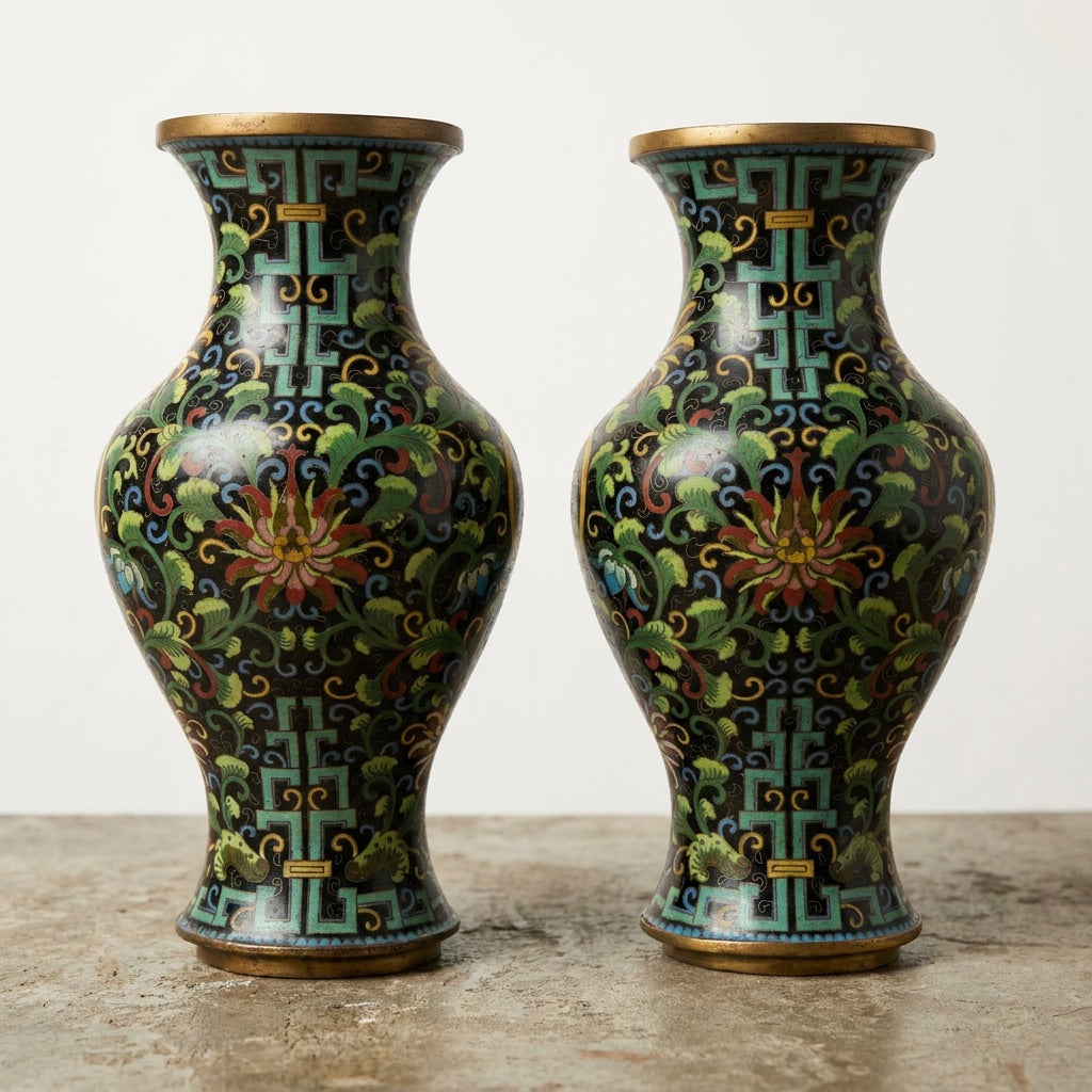 Pair of Vintage Cloissone Urns