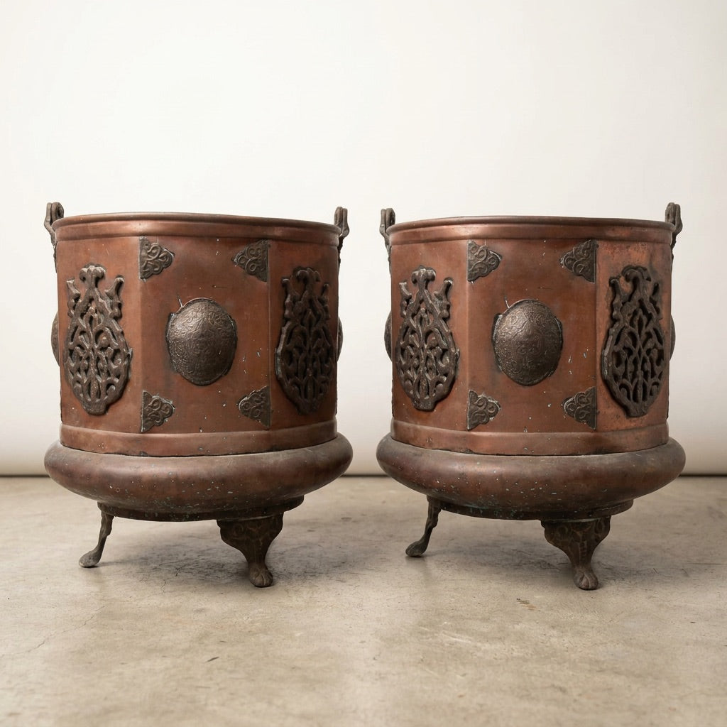 Pair of Hand Hammered Planters
