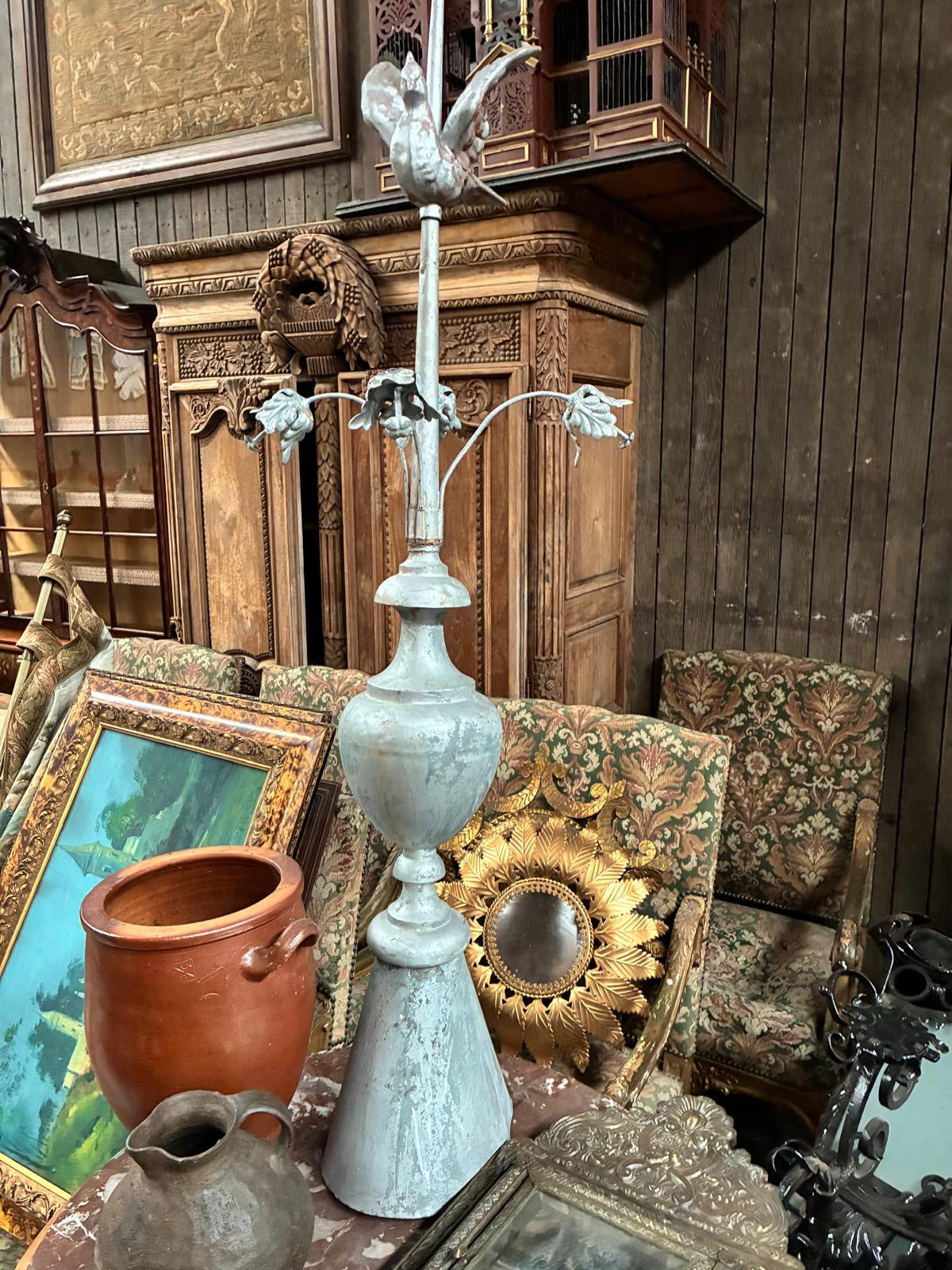 Antique Zinc Weathervane with Cardinal