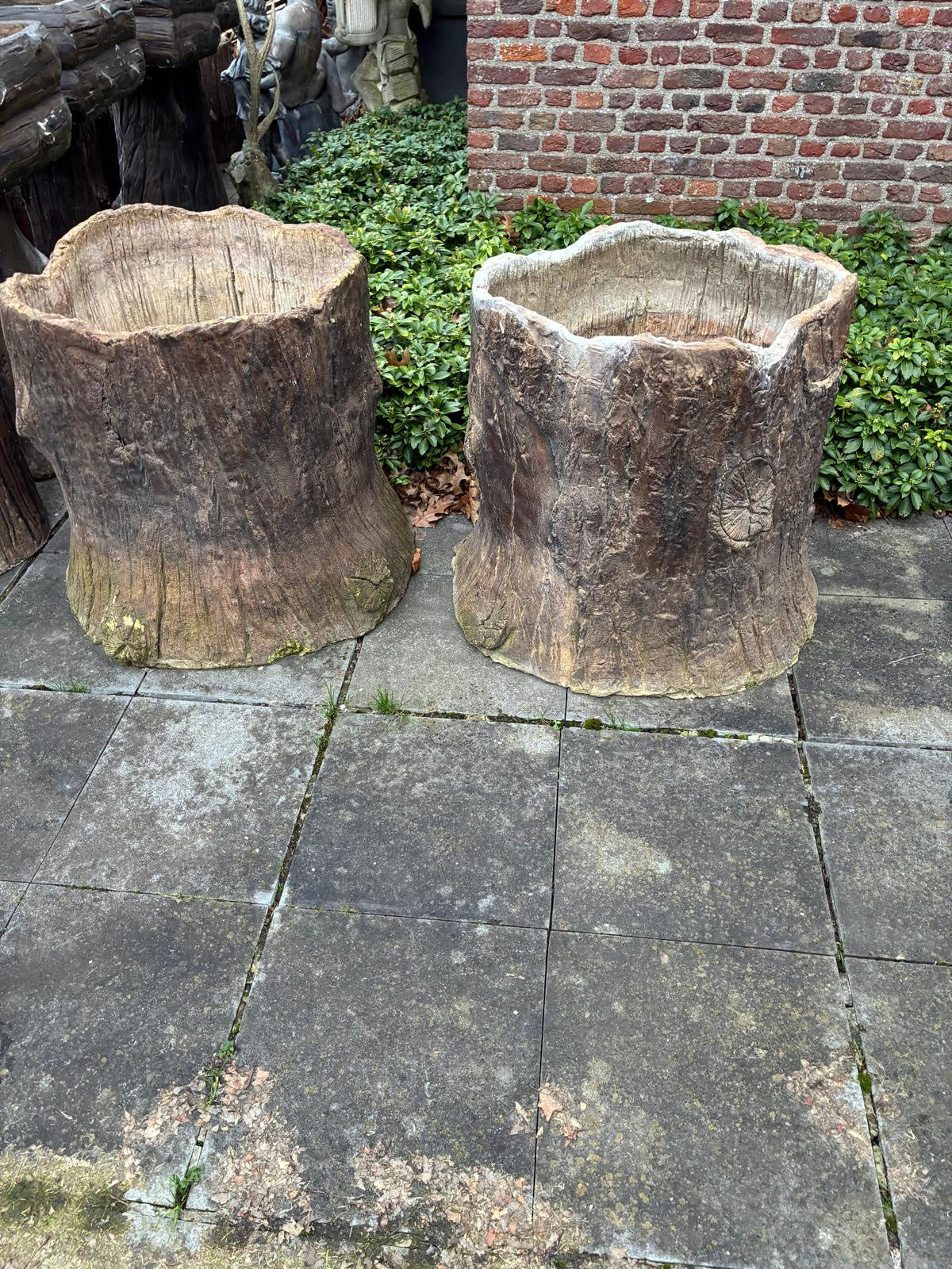 Pair of Vintage Faux Bois Planters