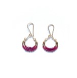 Pink Quartz and Ruby Tiered Earrings